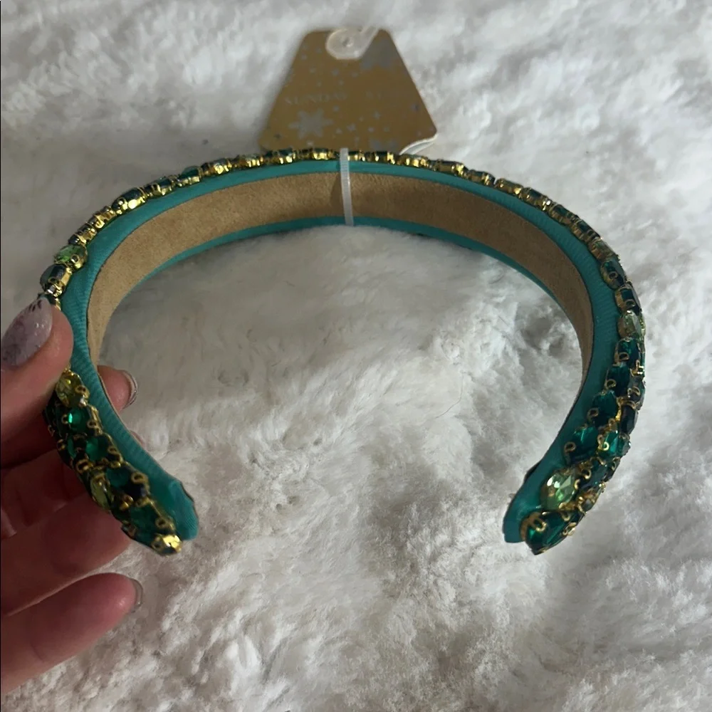 Sunday State green jeweled headband